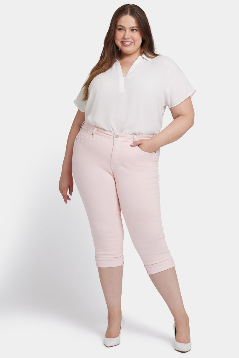 NYDJ Marilyn Straight Crop Jeans In Plus Size In Cool Embrace® Denim With Cuffs - Crystal Pink