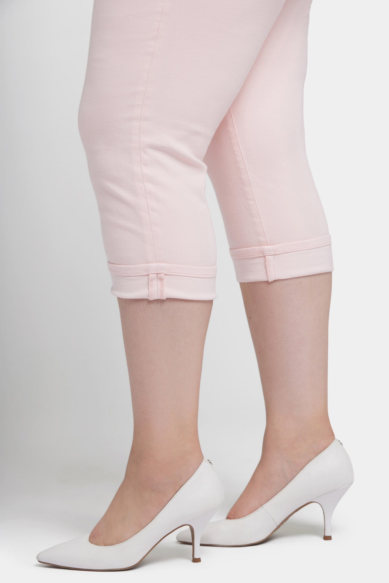 NYDJ Marilyn Straight Crop Jeans In Plus Size In Cool Embrace® Denim With Cuffs - Crystal Pink