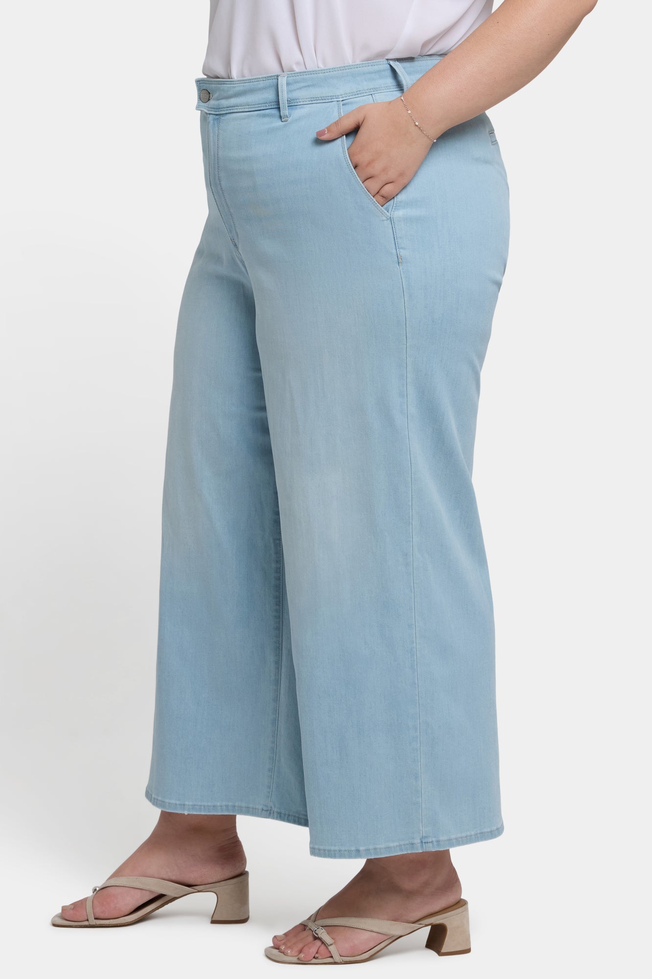 NYDJ Mona Wide Leg Trouser Ankle Jeans In Plus Size With High Rise - Clear Waters