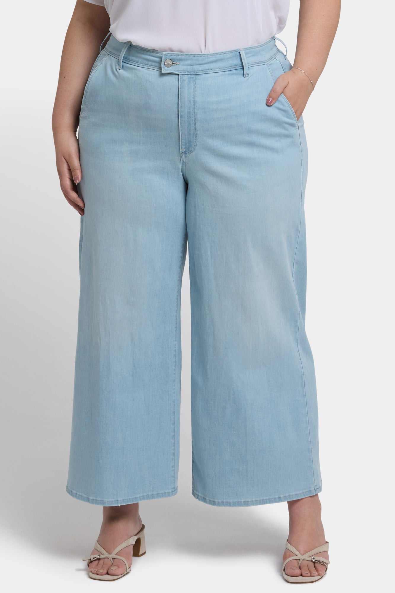 NYDJ Mona Wide Leg Trouser Ankle Jeans In Plus Size With High Rise - Clear Waters