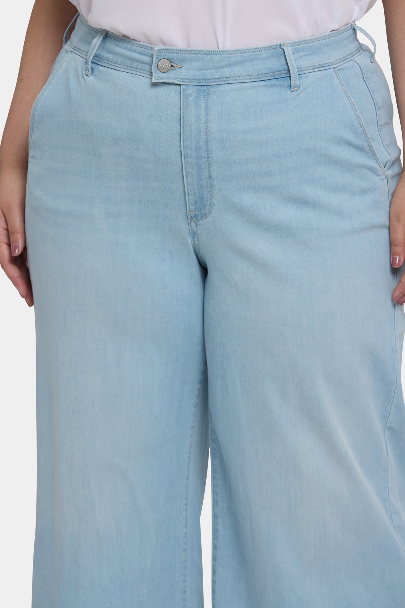 NYDJ Mona Wide Leg Trouser Ankle Jeans In Plus Size With High Rise - Clear Waters