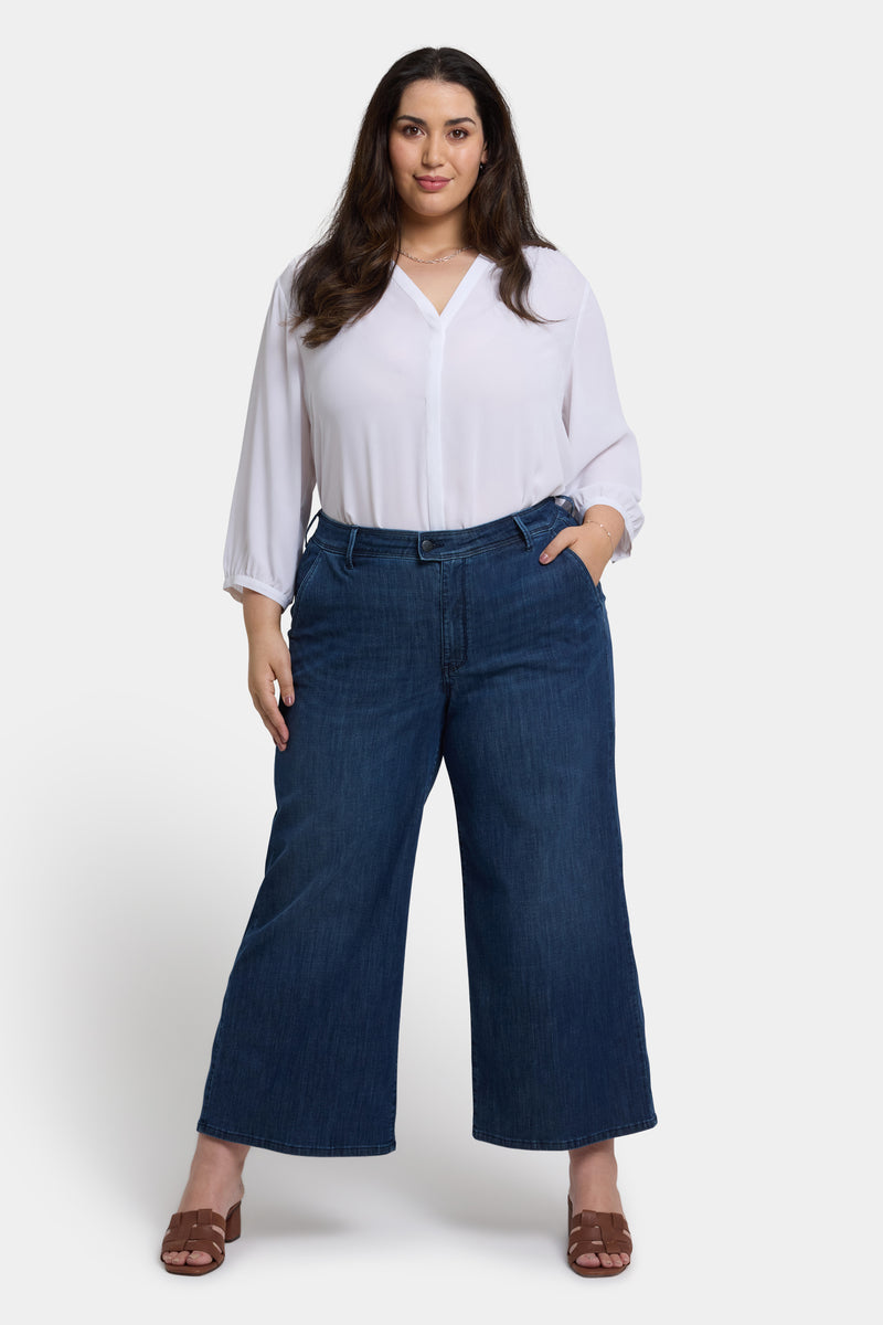 NYDJ Mona Wide Leg Trouser Ankle Jeans In Plus Size With High Rise - Ibiza Blues