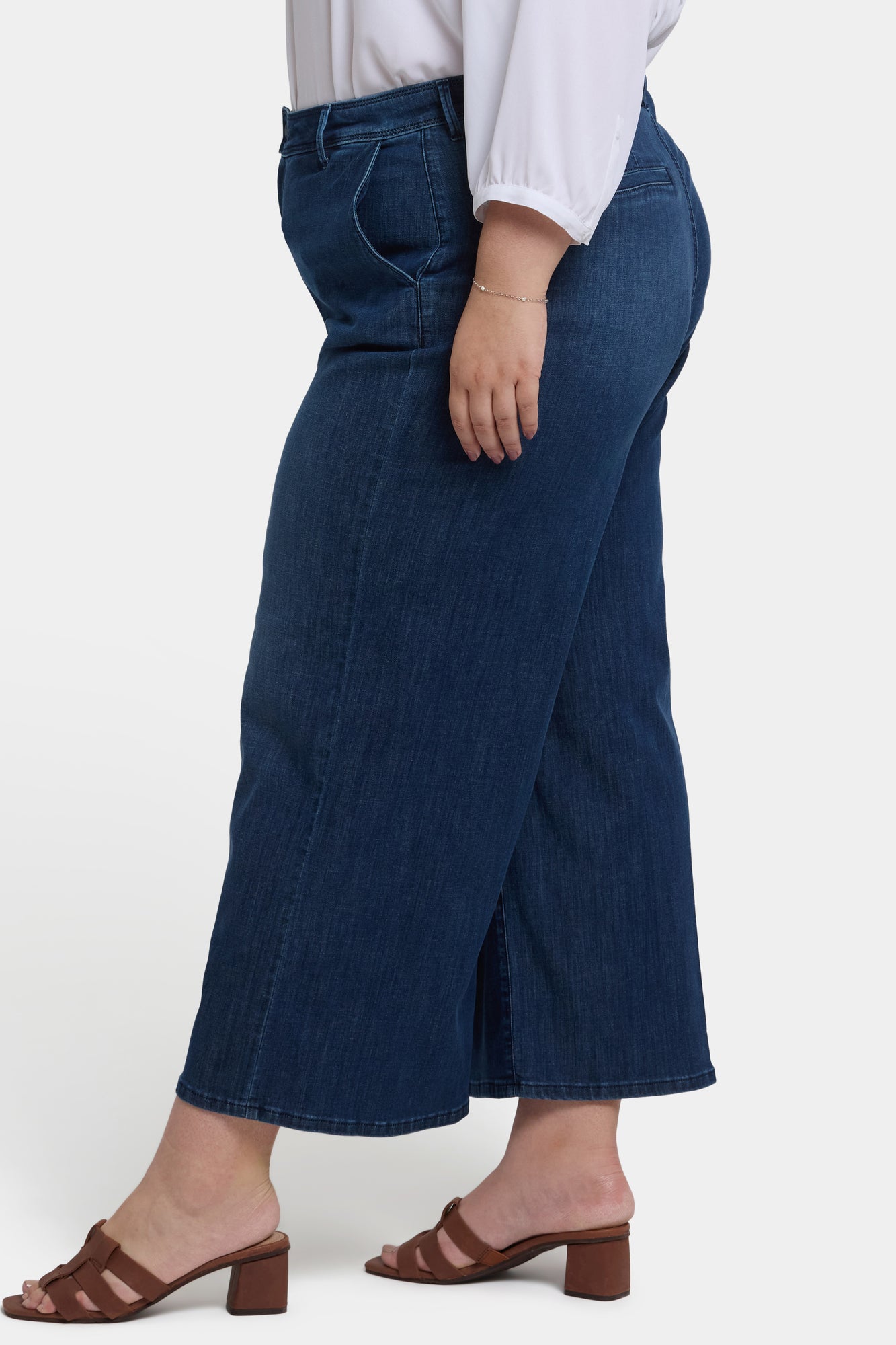 NYDJ Mona Wide Leg Trouser Ankle Jeans In Plus Size With High Rise - Ibiza Blues