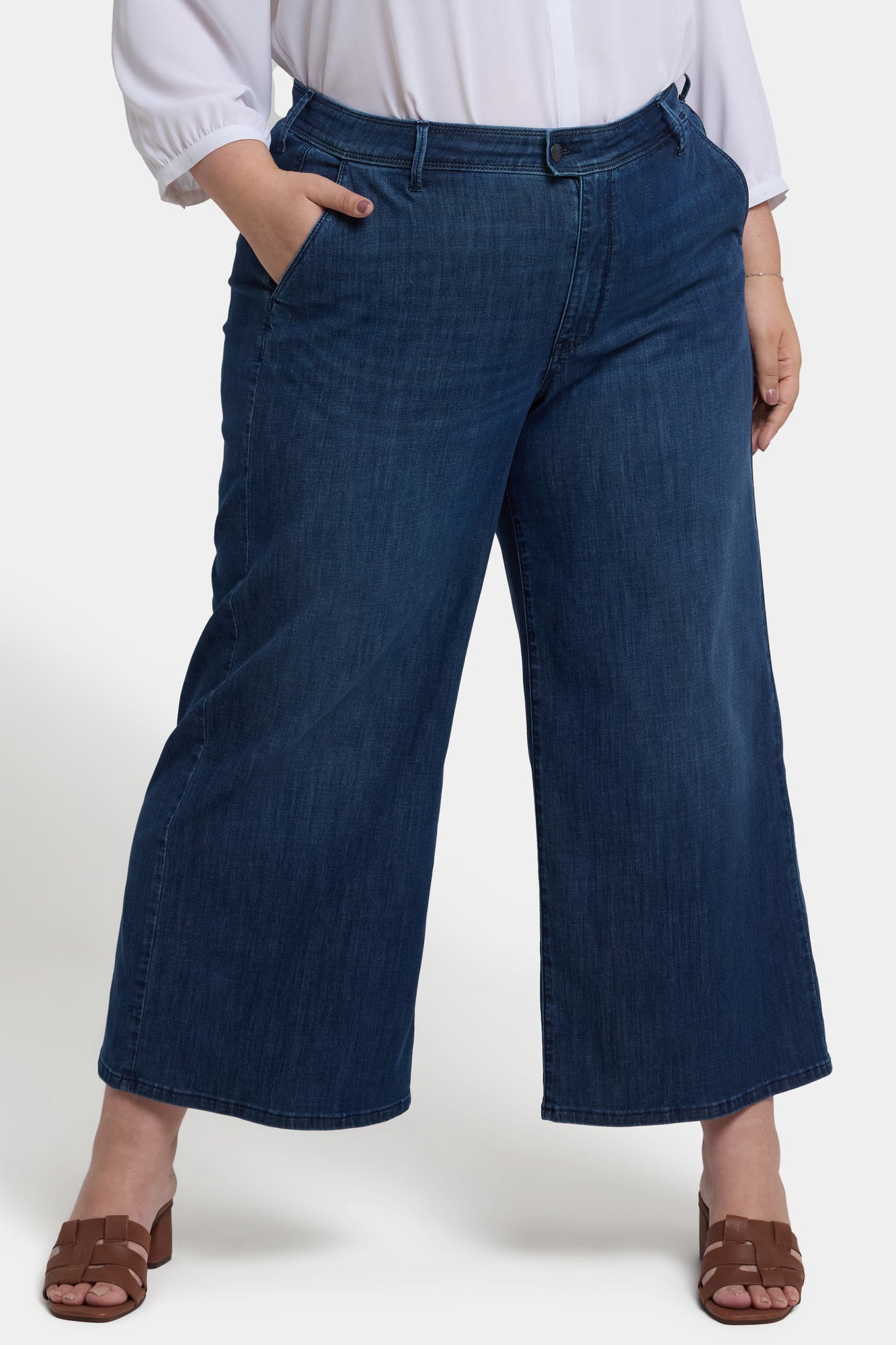 NYDJ Mona Wide Leg Trouser Ankle Jeans In Plus Size With High Rise - Ibiza Blues