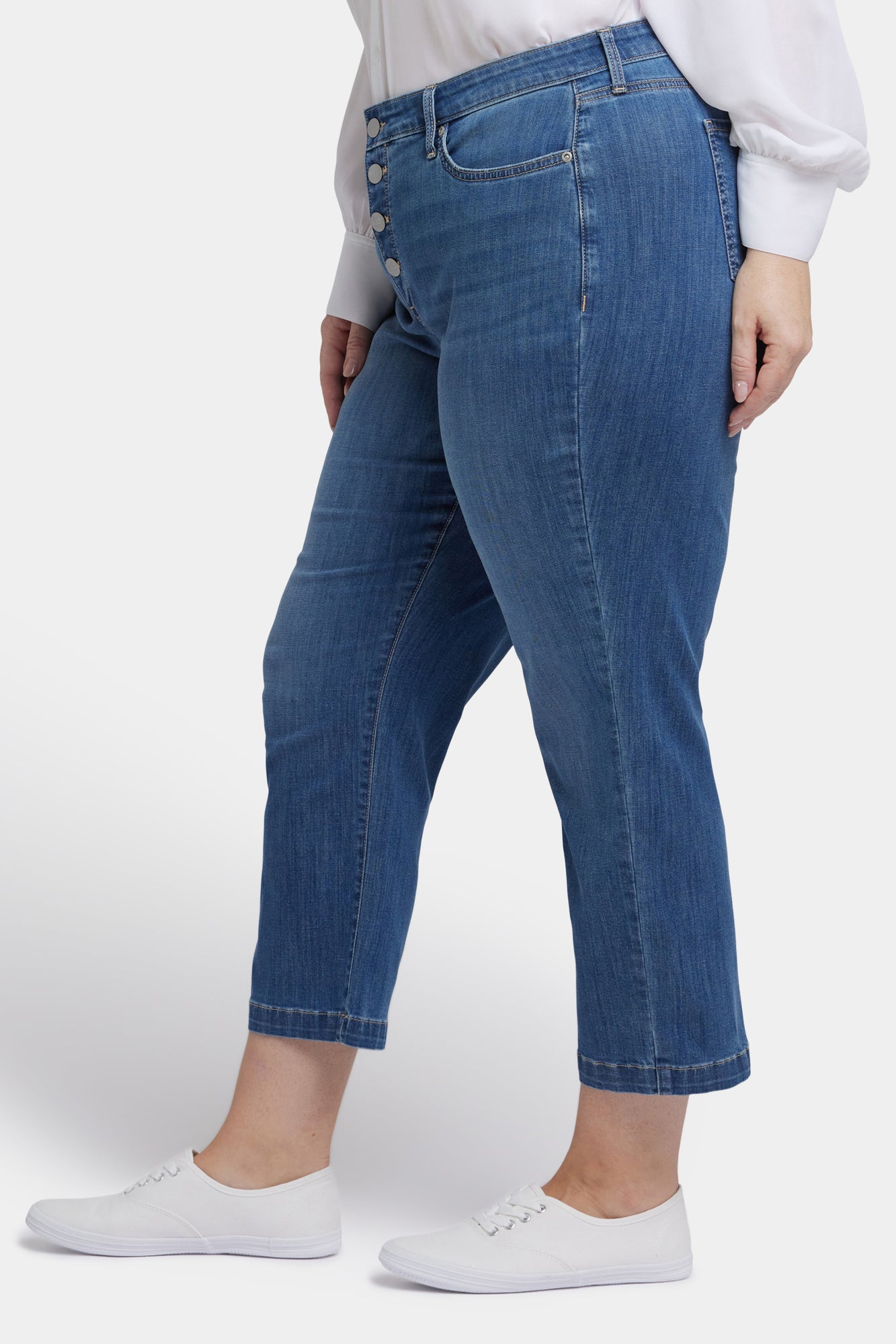 NYDJ Relaxed Piper Crop Jeans In Plus Size With Exposed Button Fly And 1