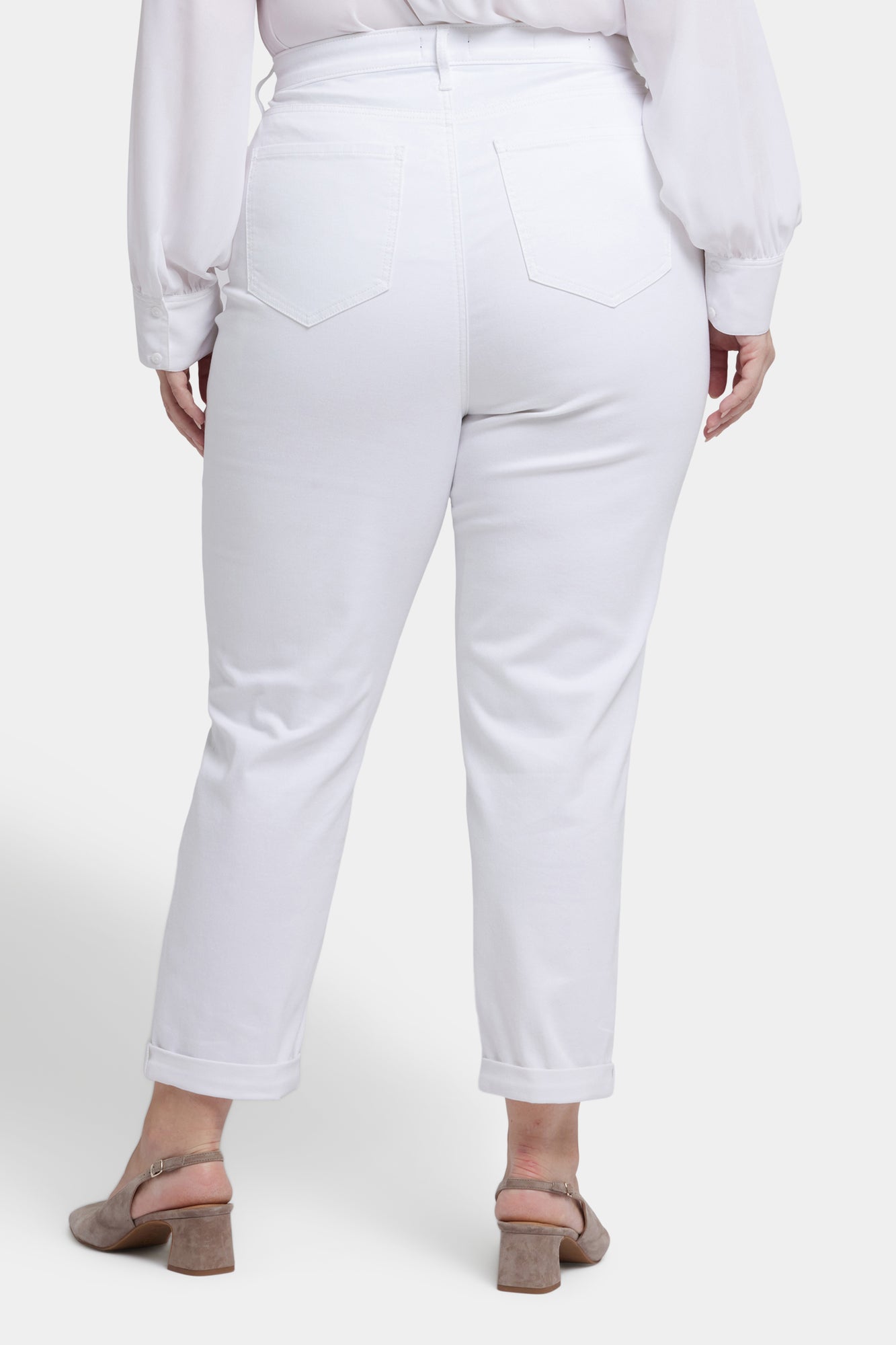 NYDJ Margot Girlfriend Jeans In Plus Size With Roll Cuffs - Optic White