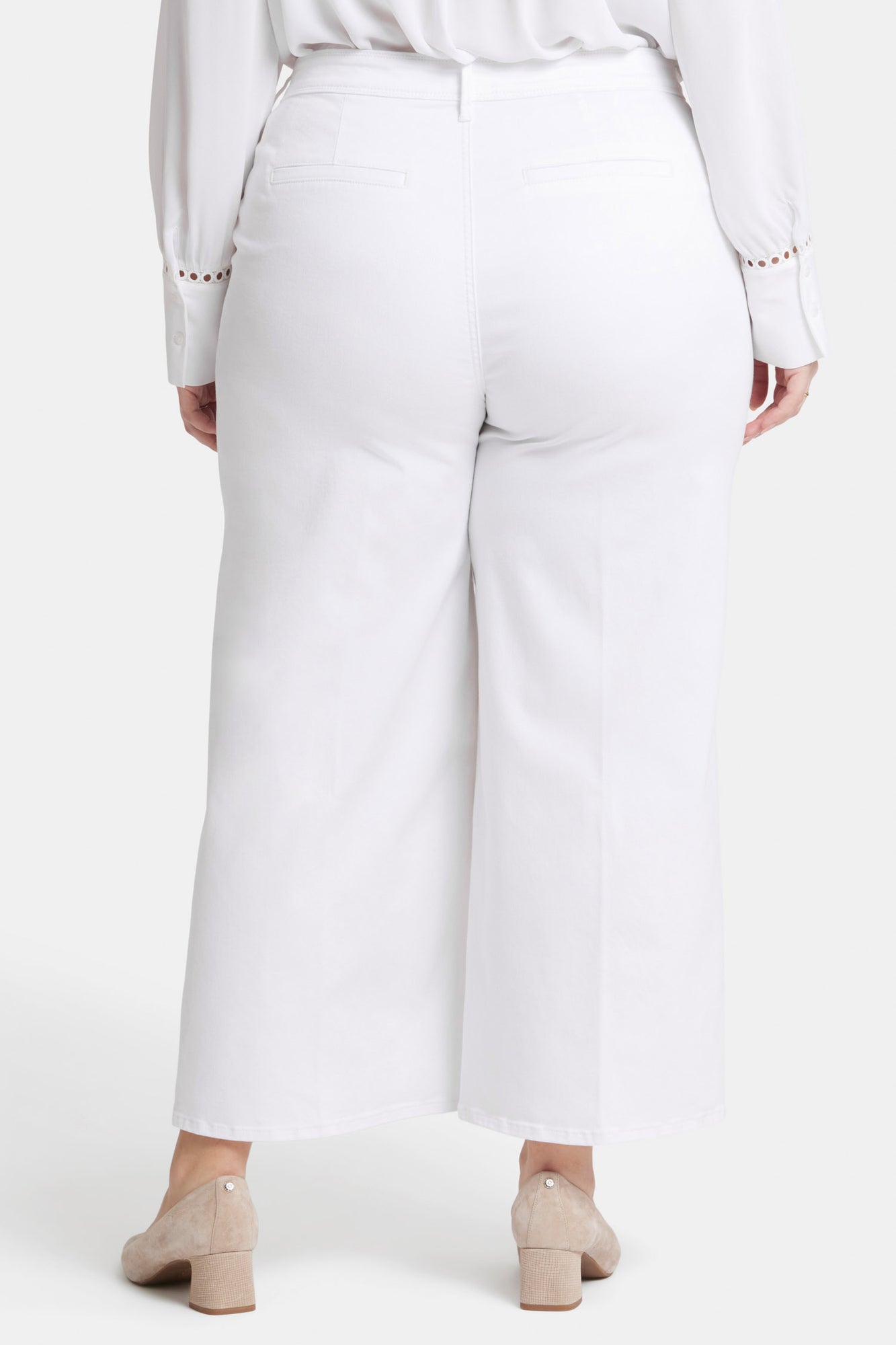 NYDJ Mona Wide Leg Trouser Ankle Jeans In Plus Size With High Rise - Optic White