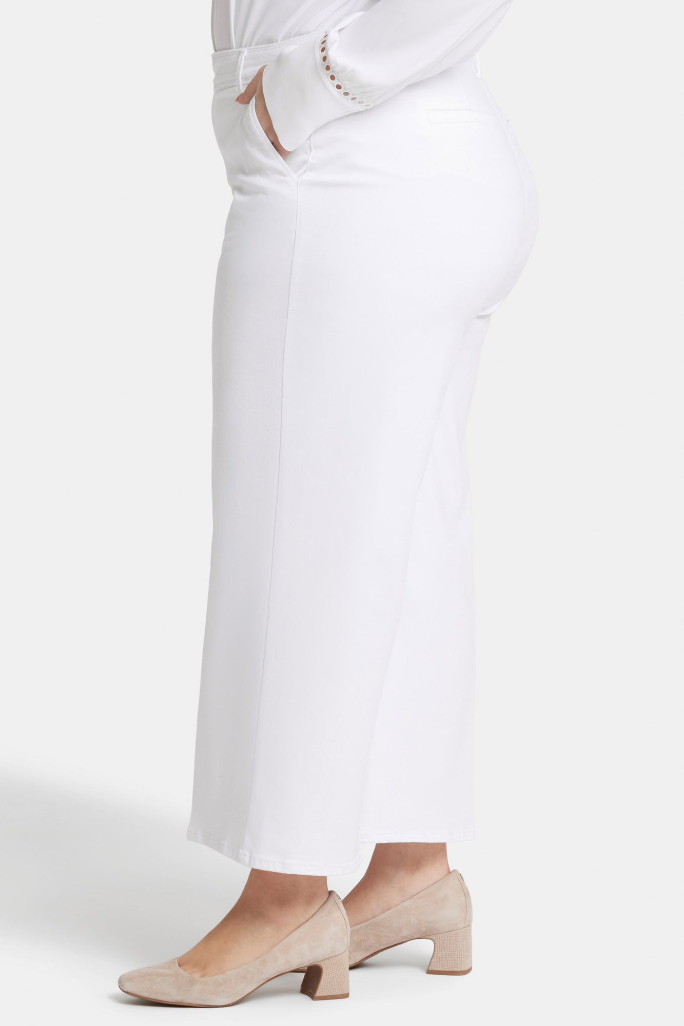 NYDJ Mona Wide Leg Trouser Ankle Jeans In Plus Size With High Rise - Optic White