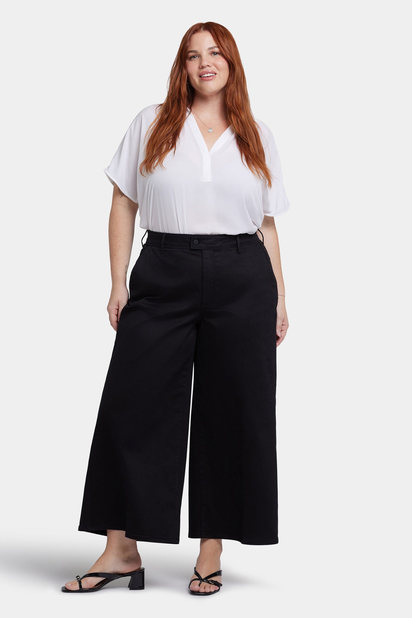 NYDJ Mona Wide Leg Trouser Ankle Jeans In Plus Size With High Rise - Black