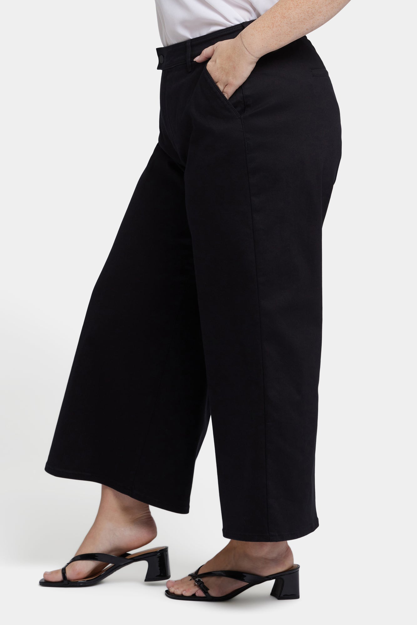 NYDJ Mona Wide Leg Trouser Ankle Jeans In Plus Size With High Rise - Black
