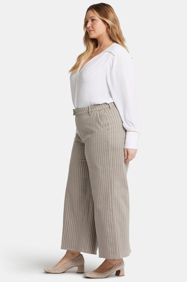 NYDJ Mona Wide Leg Trouser Ankle Jeans In Plus Size With High Rise - Boardwalk Stripe