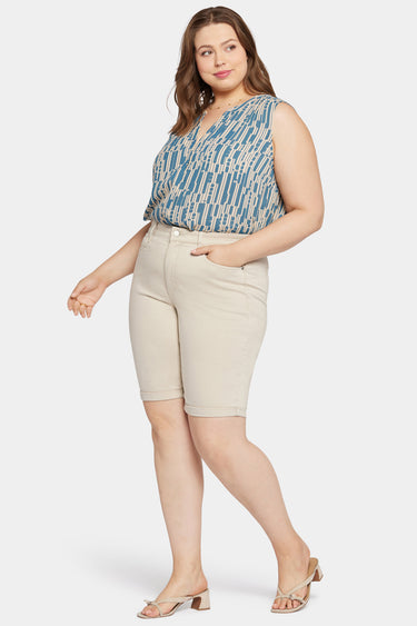 NYDJ Briella 11 Inch Denim Shorts In Plus Size With Roll Cuffs - Feather
