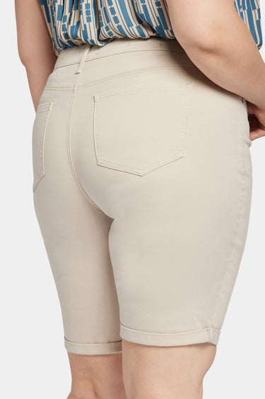 NYDJ Briella 11 Inch Denim Shorts In Plus Size With Roll Cuffs - Feather