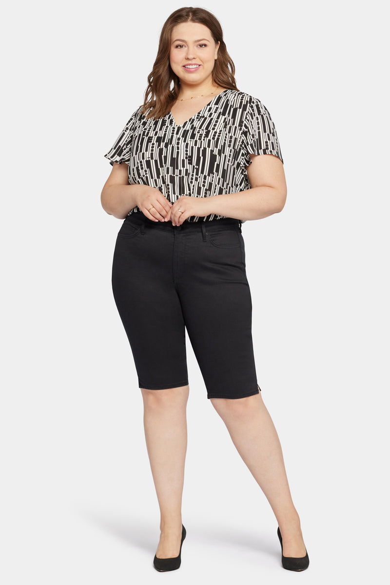 NYDJ Sophie Bike Capri Jeans In Plus Size With Riveted Side Slits - Black