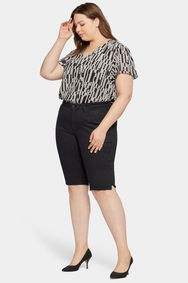 NYDJ Sophie Bike Capri Jeans In Plus Size With Riveted Side Slits - Black
