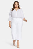 NYDJ Patchie Wide Leg Capri Jeans In Plus Size With Frayed Hems - Optic White