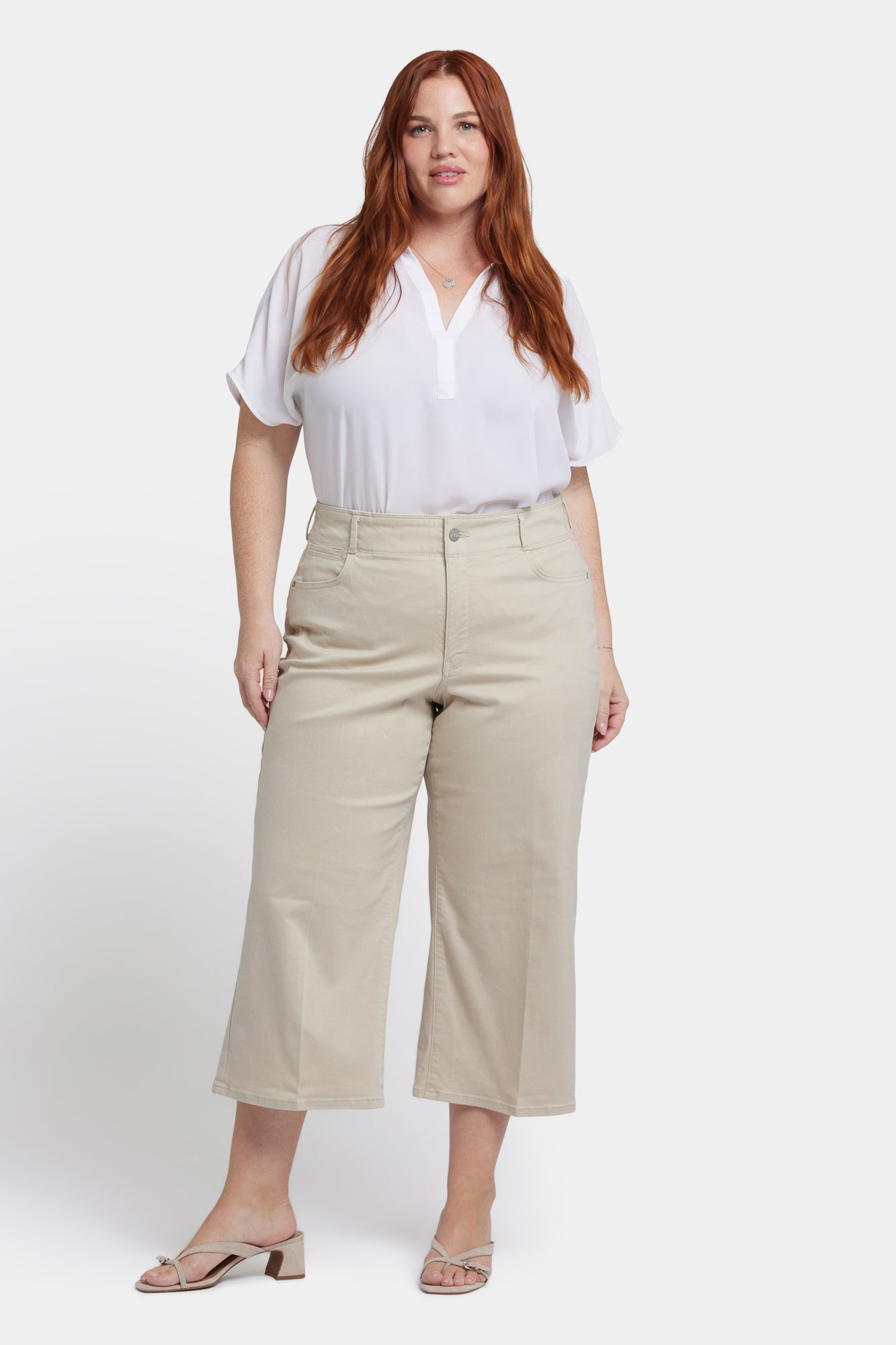 NYDJ Brigitte Wide Leg Capri Jeans In Plus Size With High Rise - Feather