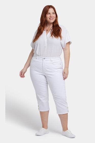 NYDJ Marilyn Straight Crop Jeans In Plus Size With Side Button Plackets - Optic White