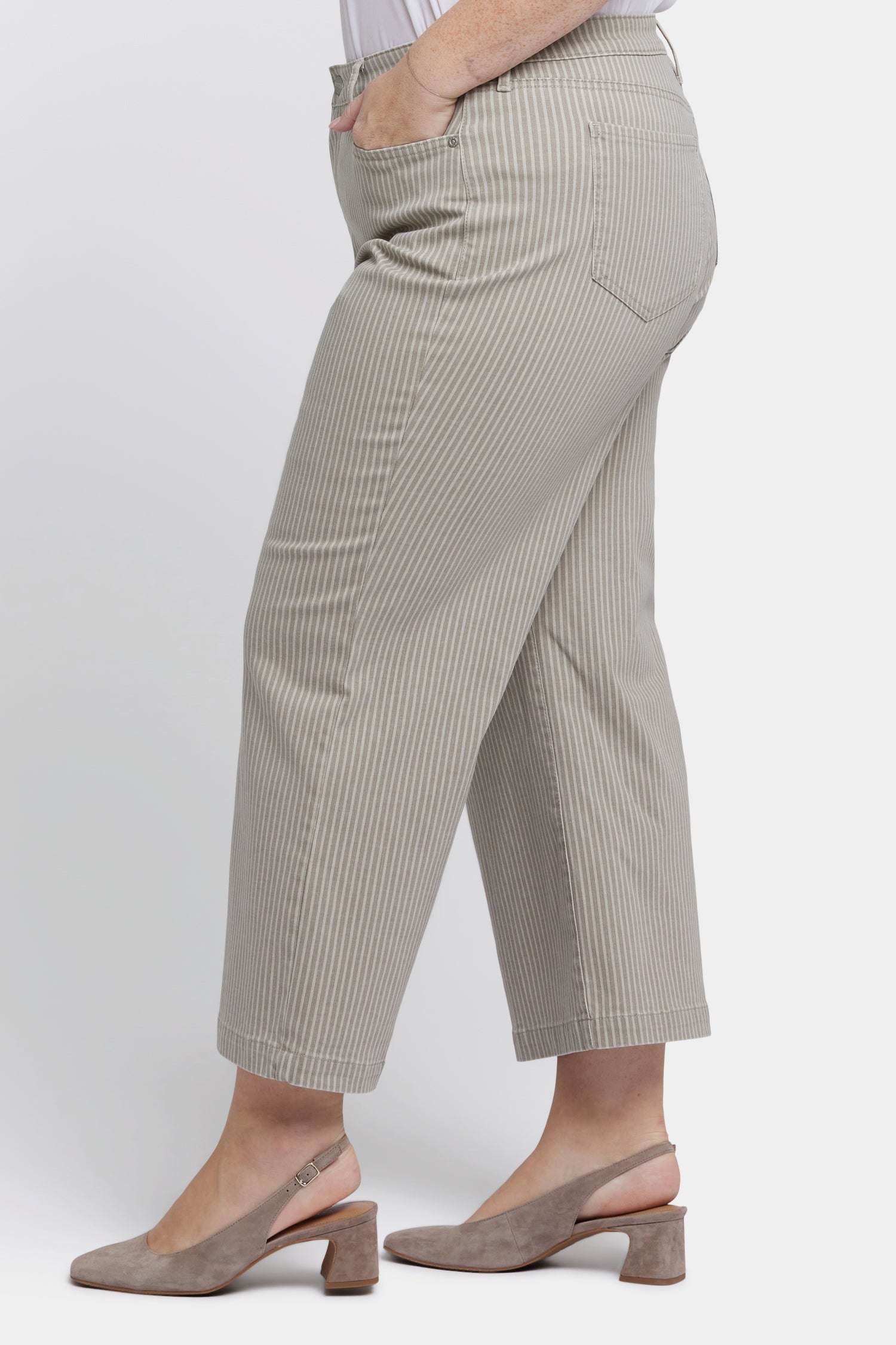 Teresa Wide Leg Ankle Jeans In Plus Size - Hidden Lodge Stripe Tan