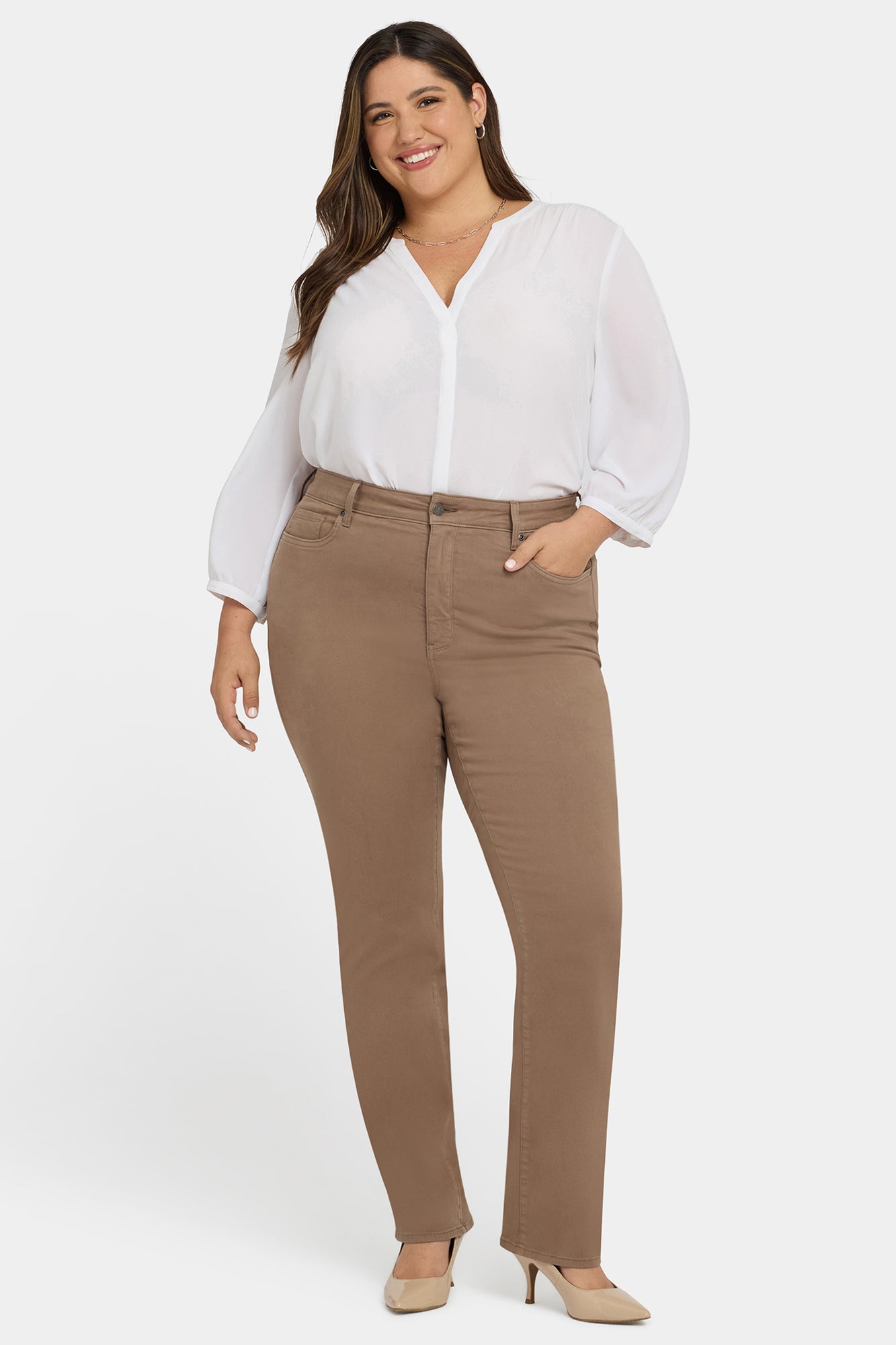 NYDJ Marilyn Straight Jeans In Plus Size With High Rise And 31