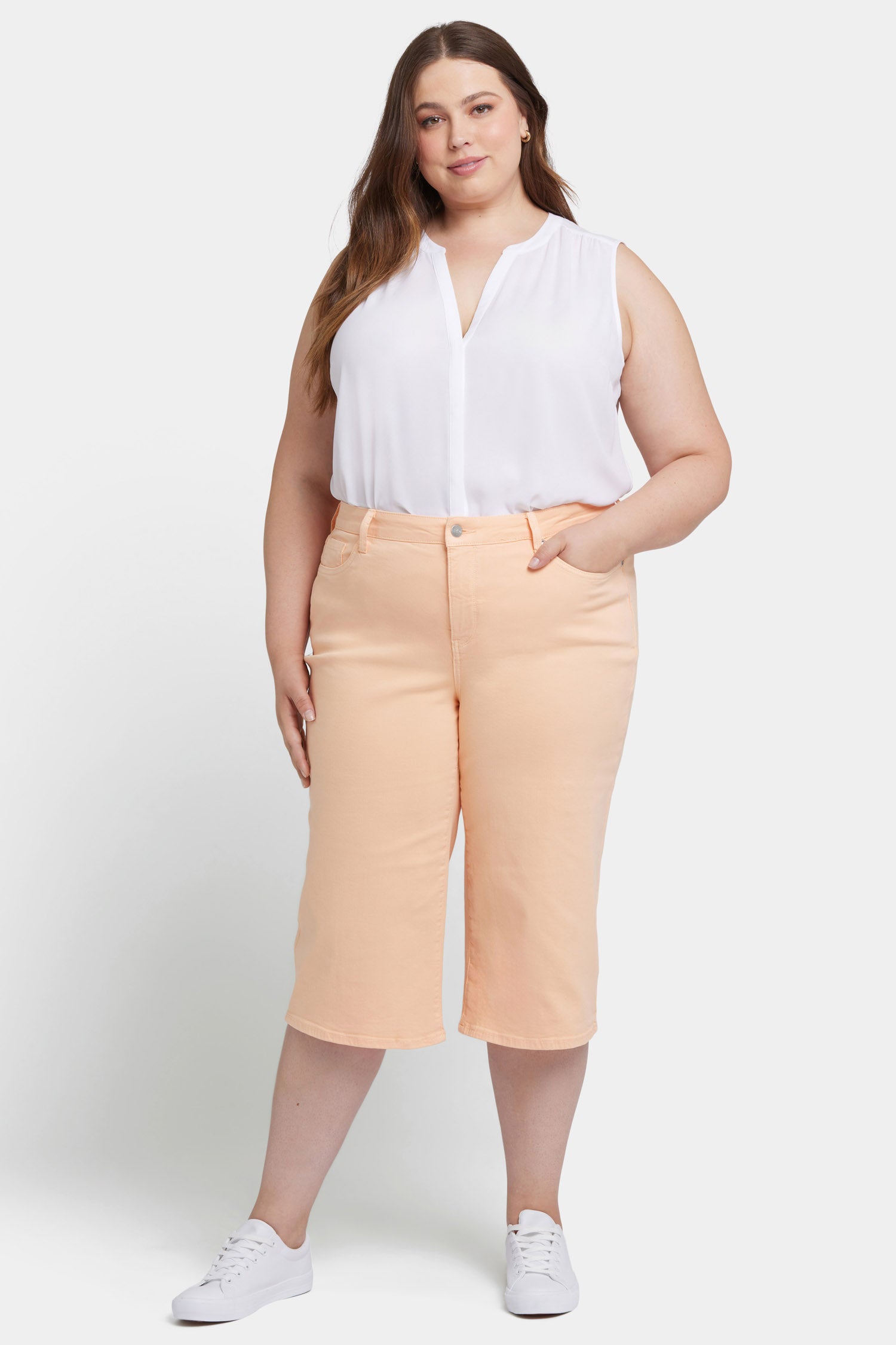 Wide Leg Pedal Pusher Jeans In Plus Size - Melon Orange | NYDJ