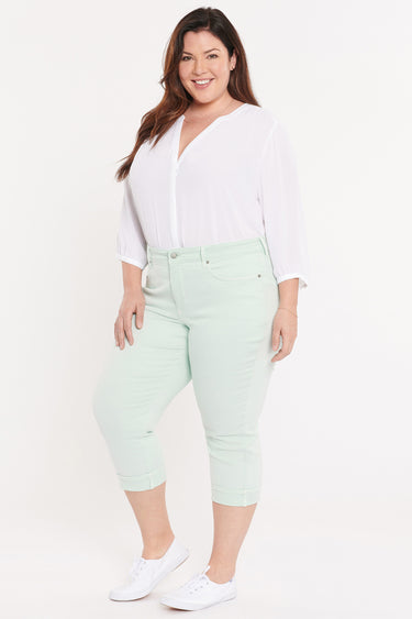 NYDJ Marilyn Straight Crop Jeans In Plus Size With Cuffs - Desert Dew