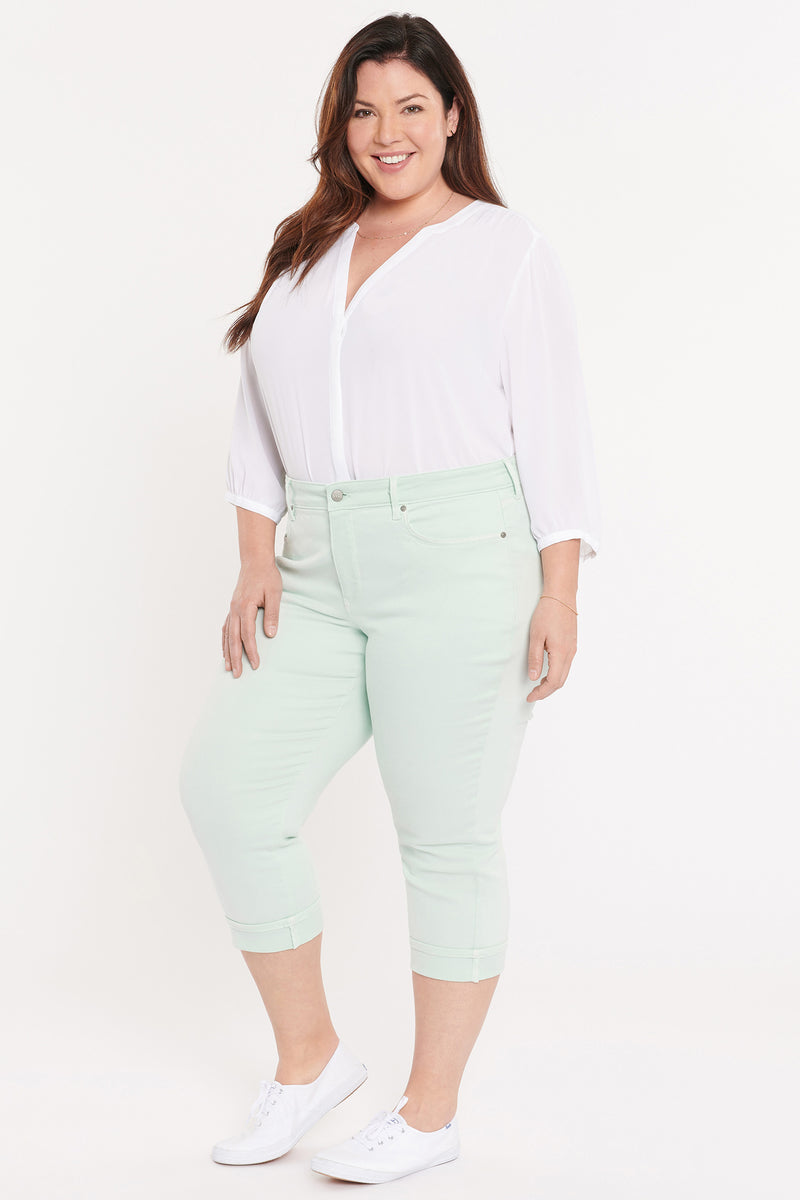 NYDJ Marilyn Straight Crop Jeans In Plus Size With Cuffs - Desert Dew