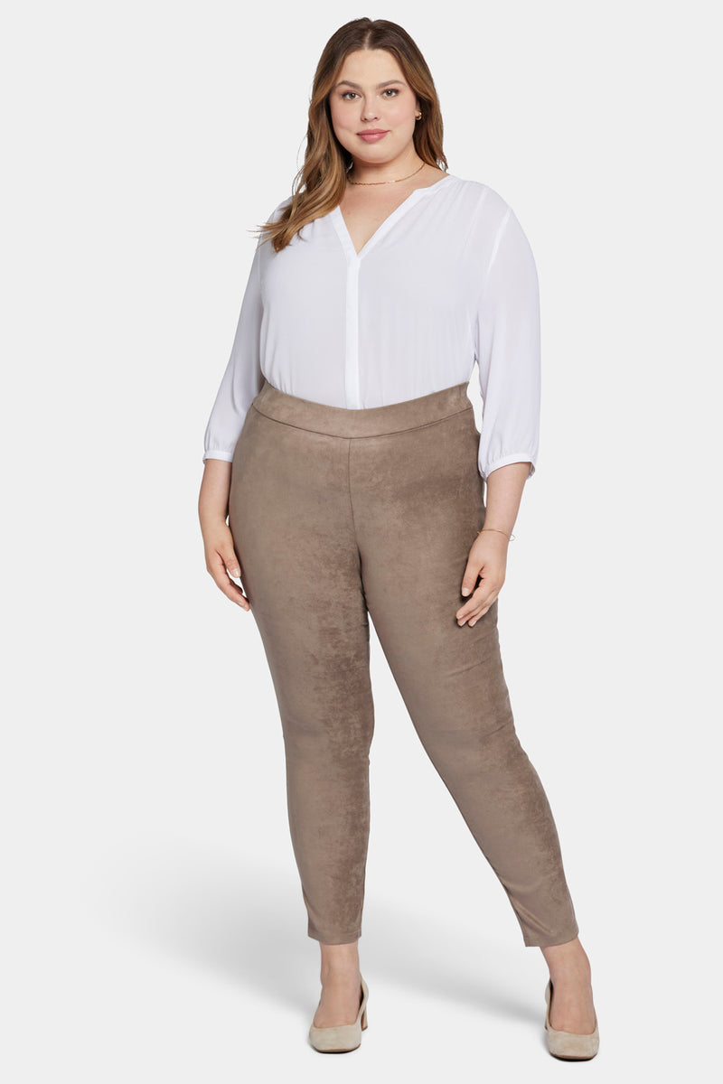 NYDJ Basic Legging Pants In Plus Size In Stretch Faux Suede - Saddlewood