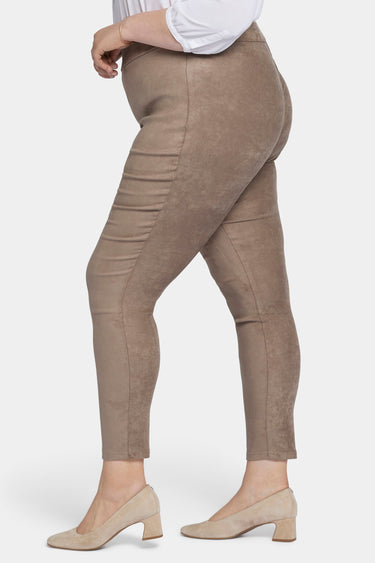 NYDJ Basic Legging Pants In Plus Size In Stretch Faux Suede - Saddlewood
