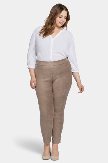 NYDJ Basic Legging Pants In Plus Size In Stretch Faux Suede - Saddlewood