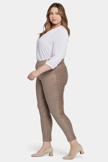 NYDJ Basic Legging Pants In Plus Size In Stretch Faux Suede - Saddlewood