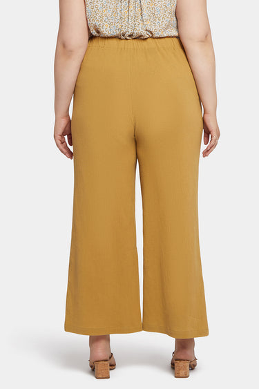 NYDJ Straight Pull-On Pants In Plus Size In Cotton Gauze - Olive Oil