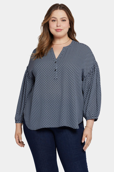 NYDJ Paulina Peasant Blouse In Plus Size - Diamond Peak
