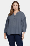NYDJ Paulina Peasant Blouse In Plus Size - Diamond Peak