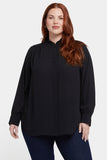 NYDJ Ruffle Neck Blouse In Plus Size - Black