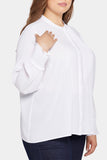 NYDJ Pleated Peasant Blouse In Plus Size - Optic White