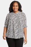 NYDJ Pleated Peasant Blouse In Plus Size - Gato