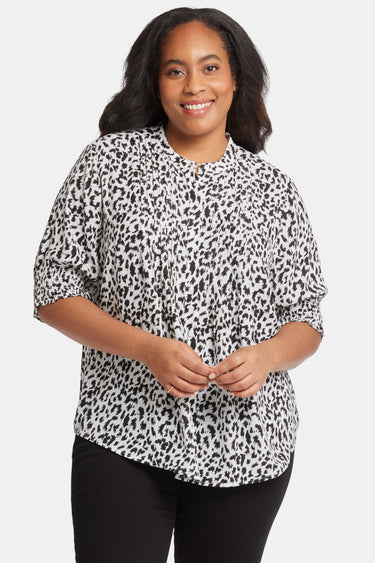 NYDJ Pleated Peasant Blouse In Plus Size - Gato