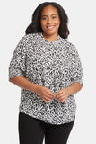 NYDJ Pleated Peasant Blouse In Plus Size - Gato