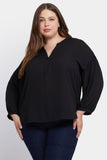 NYDJ Paulina Peasant Blouse In Plus Size - Black