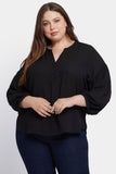 NYDJ Paulina Peasant Blouse In Plus Size - Black