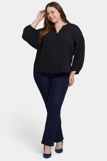 NYDJ Paulina Peasant Blouse In Plus Size - Black