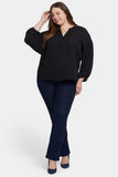NYDJ Paulina Peasant Blouse In Plus Size - Black