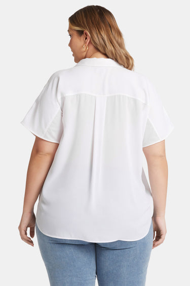 NYDJ Becky Short Sleeved Blouse In Plus Size  - Optic White