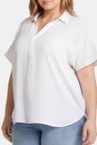 NYDJ Becky Short Sleeved Blouse In Plus Size  - Optic White