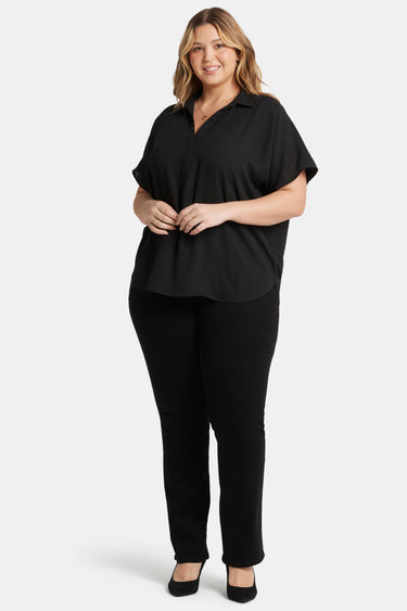 NYDJ Becky Short Sleeved Blouse In Plus Size - Black