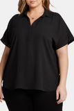 NYDJ Becky Short Sleeved Blouse In Plus Size - Black