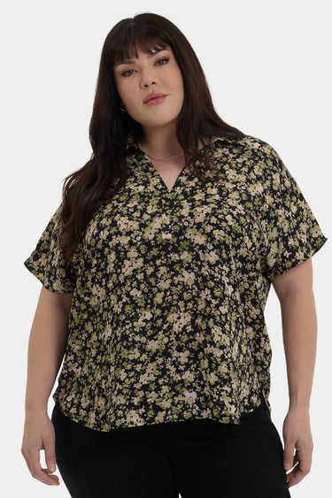 NYDJ Becky Short Sleeved Blouse In Plus Size - Granada Garden
