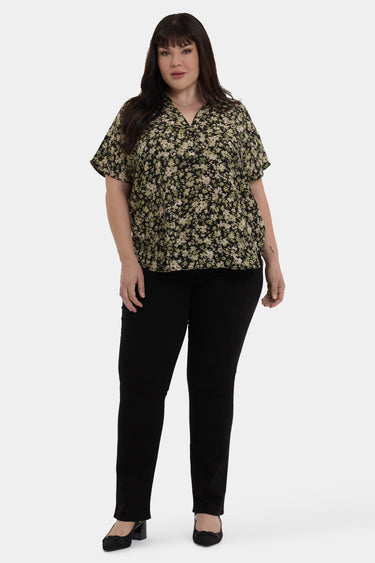 NYDJ Becky Short Sleeved Blouse In Plus Size - Granada Garden