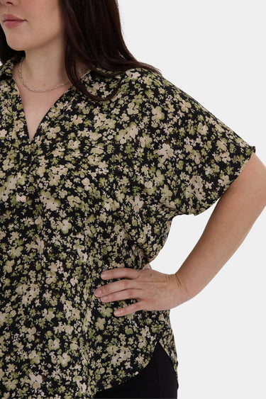 NYDJ Becky Short Sleeved Blouse In Plus Size - Granada Garden